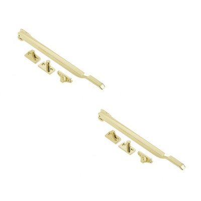 2 PACK Modern Non-Lockable Casement Stays 250mm in Polished Brass Finish for Enhanced Window Functionality - Window Peg Bar