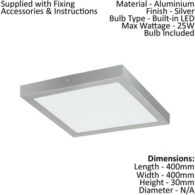 2-PACK MODERN SILVER LED CEILING AND WALL LIGHT 400MM 25W 4000K