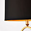 2 PACK Modern Table Lamp Light Gold Ring & Black Marble Square Base Round Shade