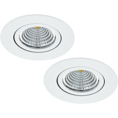 2 Pack Modern Wall and Ceiling LED Flush Downlights - 6W Recessed Spotlights in White