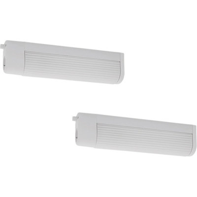 2 Pack Modern Wall and Mirror Light with White Grooved Glass Shade E14 2x25W