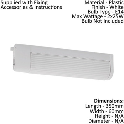 2 Pack Modern Wall and Mirror Light with White Grooved Glass Shade E14 2x25W