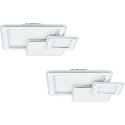 2 Pack Modern White Chrome LED Ceiling Lights - Stylish Flush Mount Design