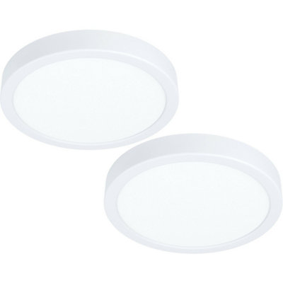 2 Pack Modern White LED Ceiling and Wall Lights - 16.5W Round 210mm