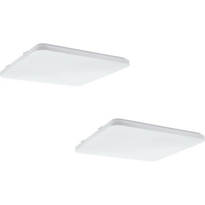 2 Pack Modern White LED Ceiling Flush Lights with Plastic Shades