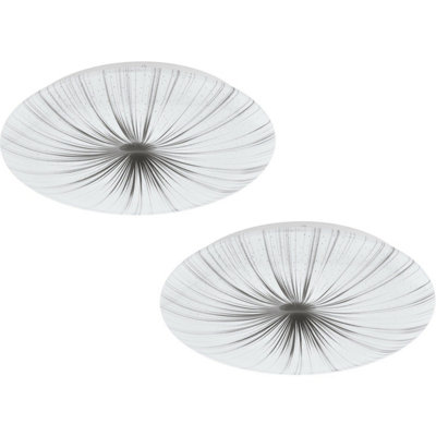 2 Pack Modern White LED Ceiling Lights with Silver Shade - 24W Flush Mount Design