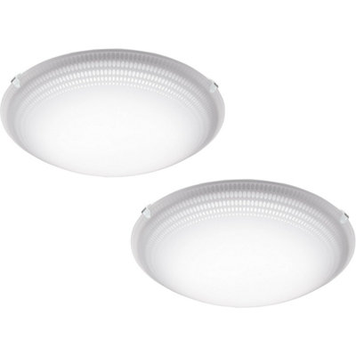 2 Pack Modern White LED Flush Mount Ceiling Lights with Clear Glass Shade
