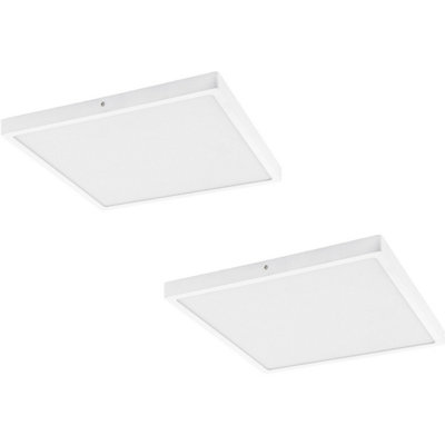 2 Pack Modern White LED Wall and Ceiling Light 400mm Square 25W 4000K