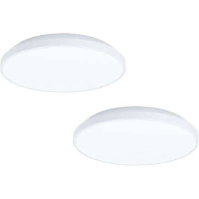 2 Pack Modern White Round LED Wall and Ceiling Light - 240mm 16W Surface Mounted