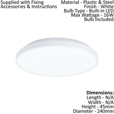 2 Pack Modern White Round LED Wall and Ceiling Light - 240mm 16W ...