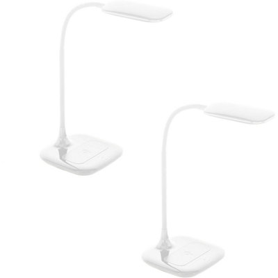 2 Pack Modern White Table Desk Lamps with Touch Control and Dimming LED Bulbs