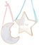 2-Pack Moon Star Acrylic Mirror Shatterproof Wood Modern Wall Art Sticker Decal Home Decoration For Baby Room Children Kids