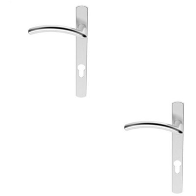 2 PACK - Multi-Point Locking Door Handle EURO PROFILE Slim Arched Satin Chrome LEFT HAND