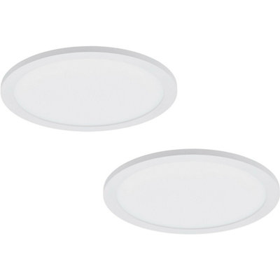 2 Pack of 300mm Modern White LED Ceiling Lights - Slim Round Design 17W 4000K