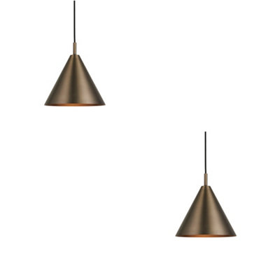 2 Pack of Adjustable Antique Bronze Pendant Lights - Stylish Modern Ceiling Fixtures