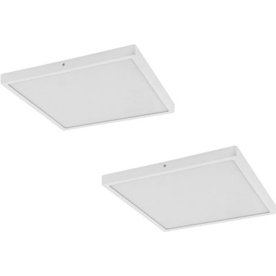 2 Pack of Modern White 400mm LED Wall and Ceiling Lights - 25W 3000K Ambient Lighting