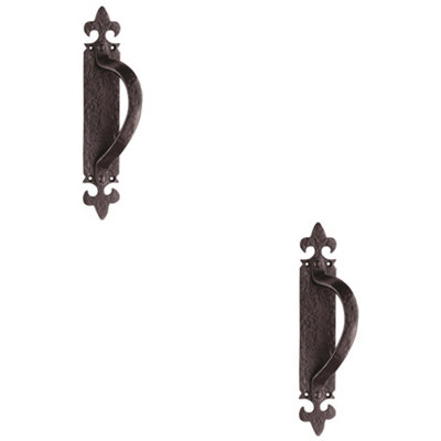 2 PACK - Offset Traditional Forged Pull Handle 263.5 x 67mm Black Antique Right Hand
