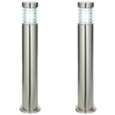 2 PACK Outdoor IP44 Bollard Light Marine Grade Steel Lamp Post Garden Driveway