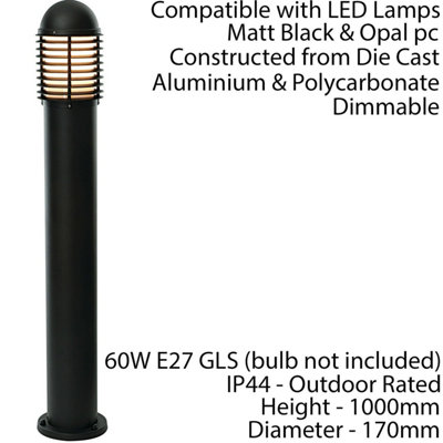 2 PACK Outdoor IP44 Bollard Light Matt Black 1000mm Lamp Post Garden Driveway