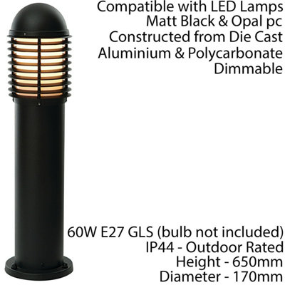 2 PACK Outdoor IP44 Bollard Light Matt Black 650mm LED Lamp Post Garden Driveway