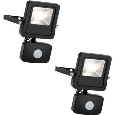 2 PACK Outdoor IP65 Automatic Floodlight - 10W Cool White LED - PIR Sensor