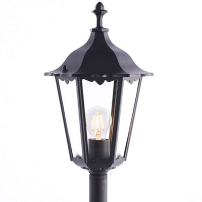 2 PACK Outdoor Lamp Post Lantern Bollard Light Matt Black & Glass 1m ...