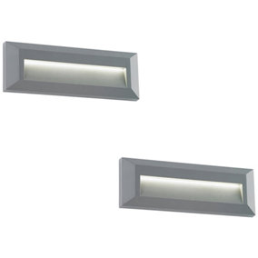 2 PACK Outdoor Pathway Guide Light - Indirect 2W Warm White LED - Gray ABS