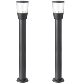 2 PACK Outdoor Post Bollard Light Anthracite 1m LED Garden Driveway Path Lamp