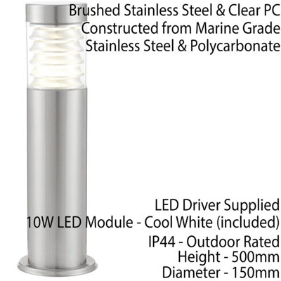 2 PACK Outdoor Post Bollard Light Marine Steel 0.5m 10W LED Driveway Path Lamp