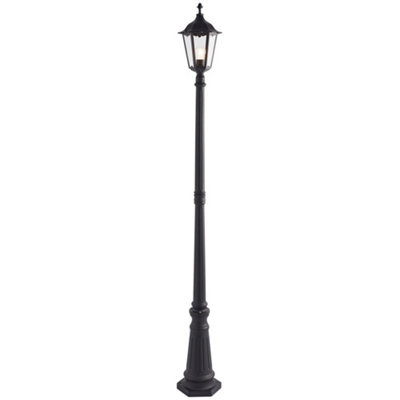 2 PACK Outdoor Post Lantern Bollard Light Matt Black & Glass 2180mm Tall Lamp