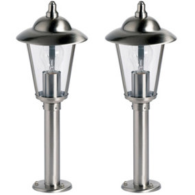 2 PACK Outdoor Post Lantern Light Stainless Steel Gate Wall Path Porch Lamp LED
