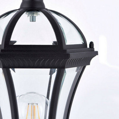2 PACK Outdoor Post Lantern Light Textured Black Vintage Garden Wall Lamp LED