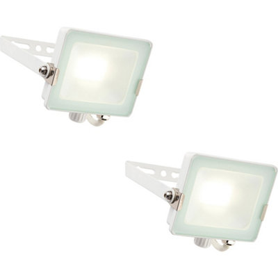 2 PACK Outdoor Waterproof LED Floodlight - 20W Cool White LED - Matt White