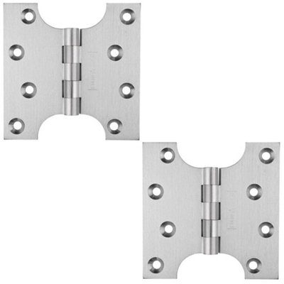 2 PACK - PAIR 102 x 102 x 4mm Parliament Hinge - Satin Chrome Internal Door