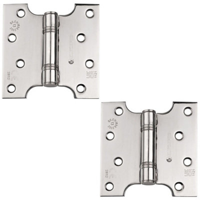 2 PACK - PAIR 102 x 127 x 3mm Parliament Hinge Bright Stainless Steel Internal Door