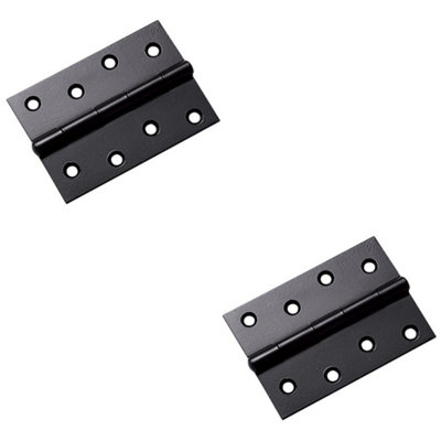 2 PACK - Pair 102mm x 72mm Fixed Pin Door Hinge - Powder Coated Black Interior