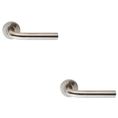 2 PACK - Pair 6mm Round Bar Safety Handle On Round Rose Concealed Fix Satin Steel