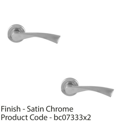 2 PACK - PAIR Angular Twisted Door Handle on Round Rose Concealed Fix Satin Chrome