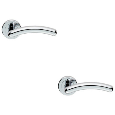 2 PACK - PAIR Arched Round Bar Door Handle on Concealed Fix Round Rose Polished Chrome