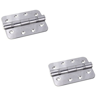 2 PACK - PAIR Grade 13 Heavy Duty Ball Bearing P Hinge - RADIUS 107 x 77mm Bright Steel