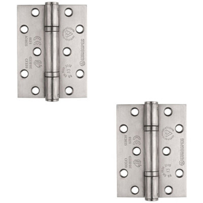 2 PACK - PAIR Grade 13 Heavy Duty Thrust Bearing Hinge - 100 x 76mm Satin Stainless Steel