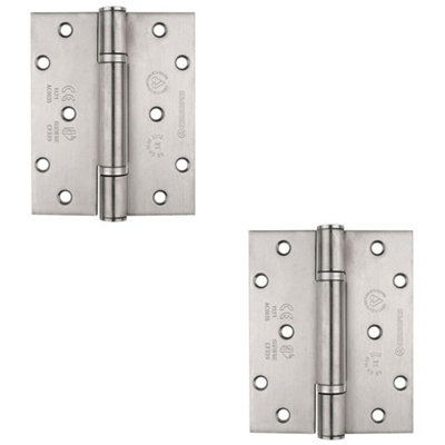 2 PACK - PAIR Grade 14 Heavy Duty Thrust Bearing Hinge 125 x 102mm Satin Stainless Steel