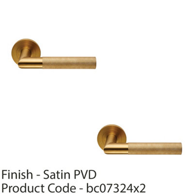 2 PACK - PAIR Knurled Round Bar Door Handle on Round Rose Concealed Fix ...
