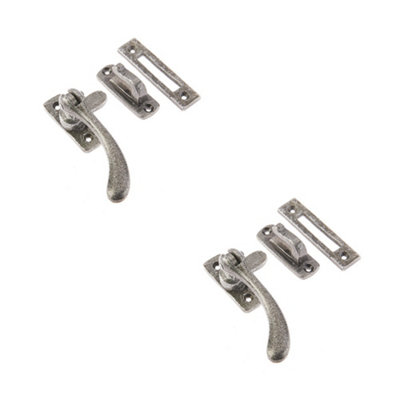 2 PACK Pewter Range Bulb End Casement Fasteners 95x55mm for Stylish Windows - Window Handle