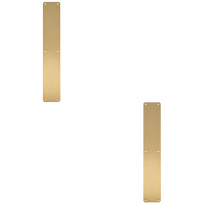 2 PACK - Plain Door Finger Plate 500 x 75mm - Satin Brass Steel Push Plate