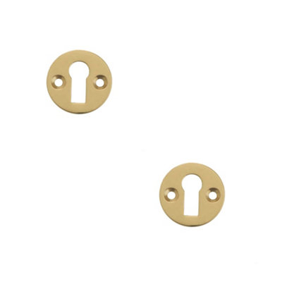 2 PACK Polished Brass Round Escutcheon 32mm for Standard Keyway - Key Hole Cover