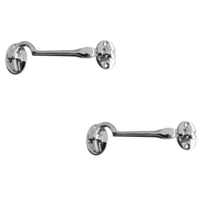 2 PACK Polished Chrome Brass Cabin Hook 300mm for Door Control - Hook & Eye Arm Lock