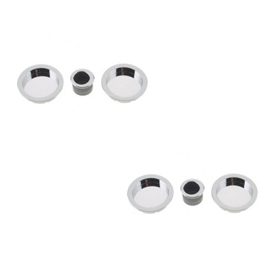 2 PACK Polished Chrome Circular Flush Pull Kits for Modern Interiors