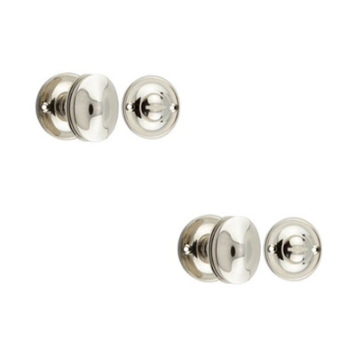 2 PACK Polished Nickel 40mm Turn & Release Door Handle for Luxury Homes - Door Handle