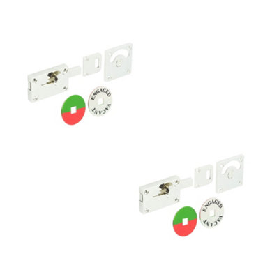 2 PACK Polished Nickel Indicator Lock for Privacy - Sliding Bathroom Toilet Door Bolt